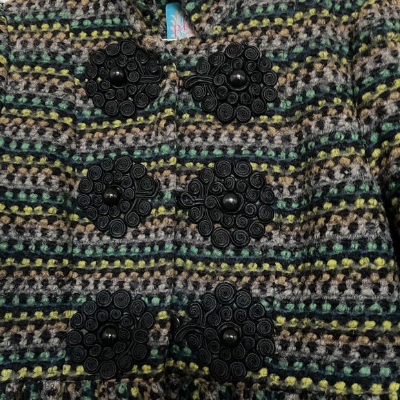 Plenty by Tracy Reese Striped Green and Black Cape - Picture 6 of 8